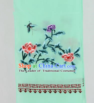 Top Grade Chinese Ancient Peking Opera Accessories Diva Embroidered Belts, Traditional Chinese Beijing Opera Hua Tan Green Waist Towel