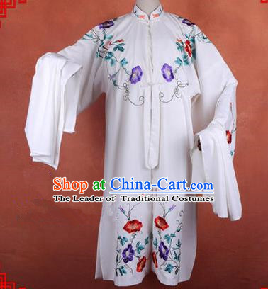 Traditional Chinese Beijing Opera Shaoxing Opera Young Female Clothing, China Peking Opera Diva Role Hua Tan Costume Embroidered Morning Glory Opera Costumes