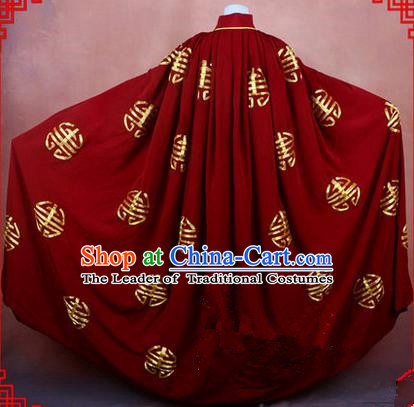 Traditional Chinese Beijing Opera Shaoxing Opera Young Lady Clothing Red Cloak, China Peking Opera Diva Role Hua Tan Costume Embroidered Longevity Mantle