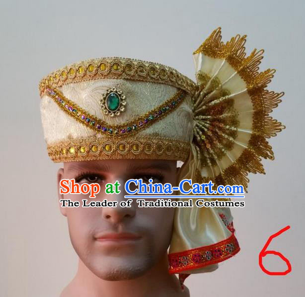 Traditional Traditional Thailand Accessories Green Crystal Hat, Southeast Asia Thai Dai Nationality Headwear for Men
