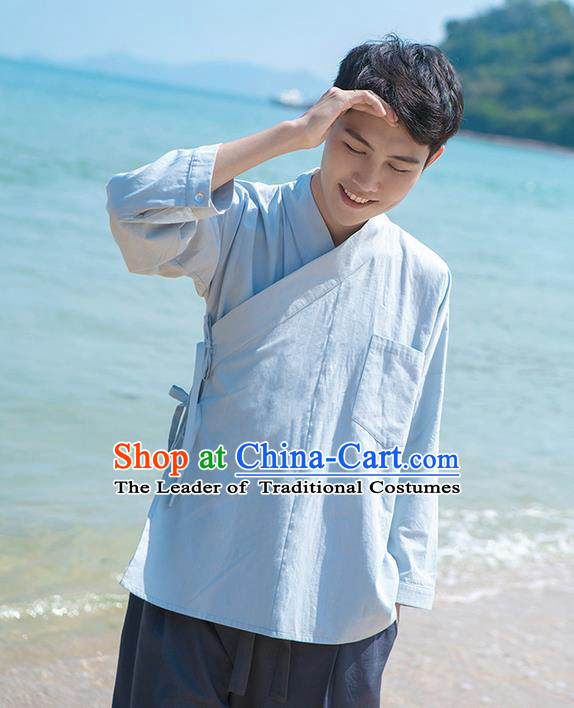 Traditional Chinese Ancient Male Costume, Elegant Hanfu Clothing Chinese Ancient Swordsman Hanfu Blouse for Men