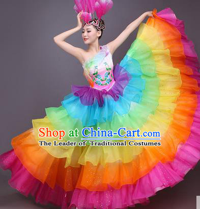 Traditional Chinese Yangge Fan Dancing Costume Modern dancing Dress Clothing