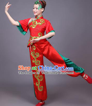 Traditional Chinese Yangge Fan Dancing Costume Modern dancing Dress Clothing