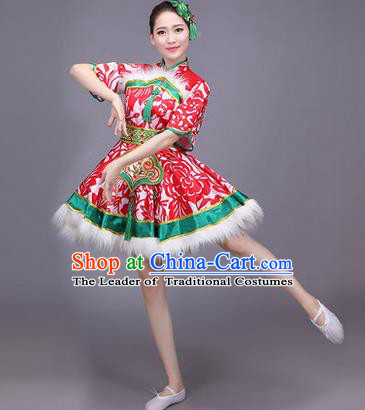 Traditional Chinese Yangge Fan Dancing Costume Modern dancing Dress Clothing