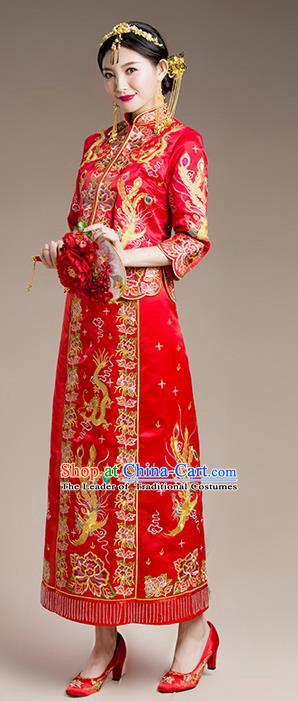 Traditional Chinese Wedding Costumes Traditional Xiuhe Suits Wedding Bride Dress Ancient Chinese bridal hair Accessory Headwear