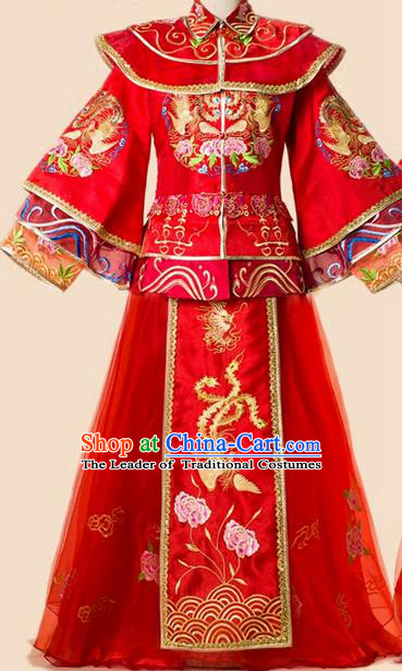 Traditional Chinese Wedding Costumes Traditional Xiuhe Suits Wedding Bride Dress Ancient Chinese bridal hair Accessory Headwear