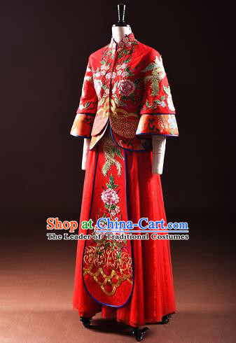 Traditional Chinese Wedding Costumes Traditional Xiuhe Suits Wedding Bride Dress Ancient Chinese bridal hair Accessory Headwear