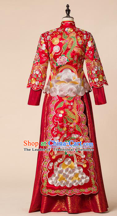 Traditional Chinese Wedding Costumes Traditional Xiuhe Suits Wedding Bride Dress Ancient Chinese bridal hair Accessory Headwear