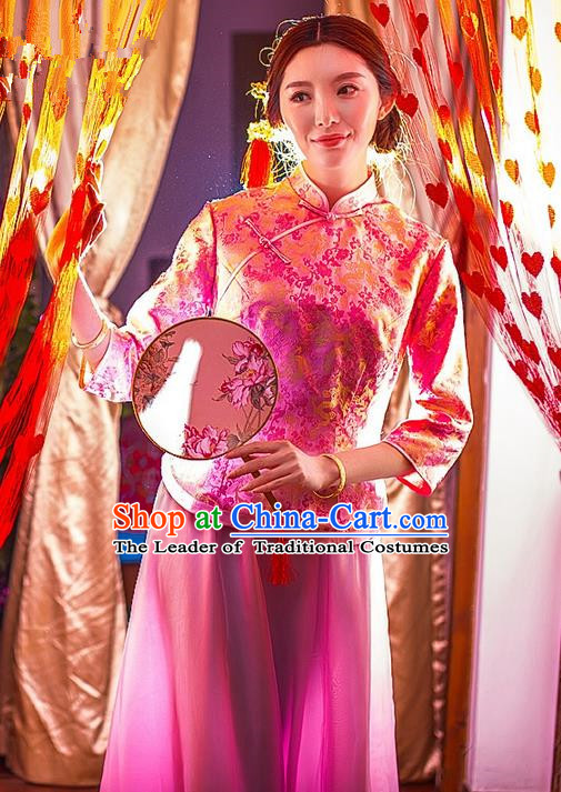 Traditional Chinese Wedding Costumes Traditional Xiuhe Suits Wedding Bride Dress Ancient Chinese bridal hair Accessory Headwear