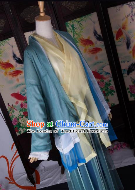 Traditional Chinese Young Lady Costume, Elegant Hanfu Cosplay Clothing Ancient Chinese Dress for Women