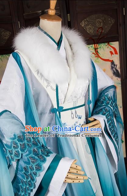 Traditional Chinese Han Dynasty Aristocratic Miss Costume, Elegant Hanfu Cosplay Peri Clothing Ancient Chinese Imperial Consort Dance Dress for Women
