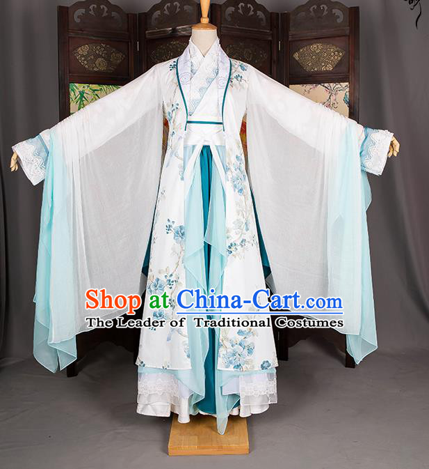 Traditional Chinese Han Dynasty Fairy Costume, Elegant Hanfu Cosplay Peri Clothing Ancient Chinese Imperial Princess Dance Dress for Women