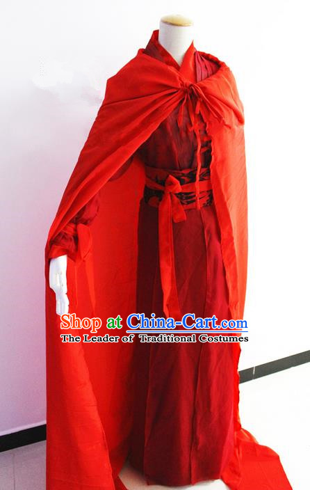Traditional Chinese Han Dynasty Female General Costume with Cloak, Chinese Ancient Hanfu Jiang Hu Swordsman Clothing for Women