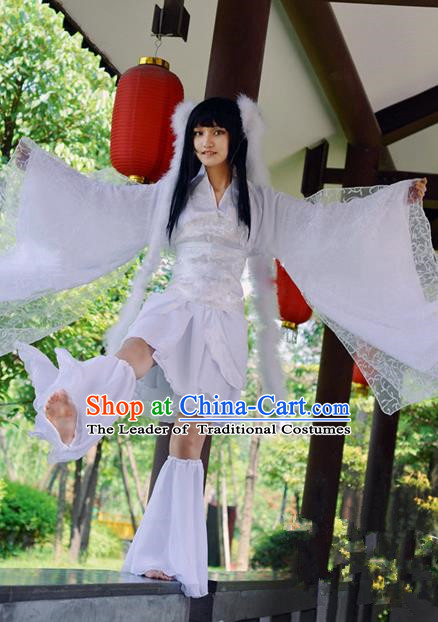 Traditional Chinese Cosplay Funsbau Costume, Chinese Ancient Hanfu Han Dynasty Young Lady Dance Clothing for Women