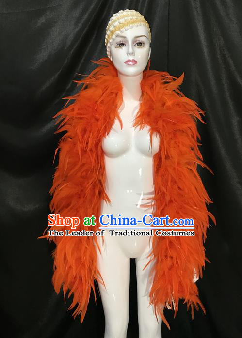 Traditional Brazilian Carnival Costumes Scarf Professional Samba Dance Dress Custom-made Customized Ostrich Feather Rio Carnival Scarf