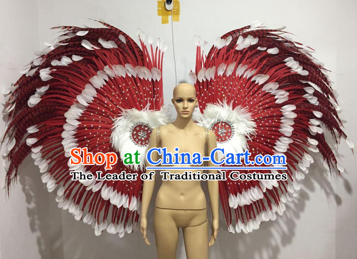 Top Grade Professional Stage Show Catwalks Long Feather Wings, Brazilian Rio Carnival Samba Opening Dance Custom-made Customized Props Clothing for Women
