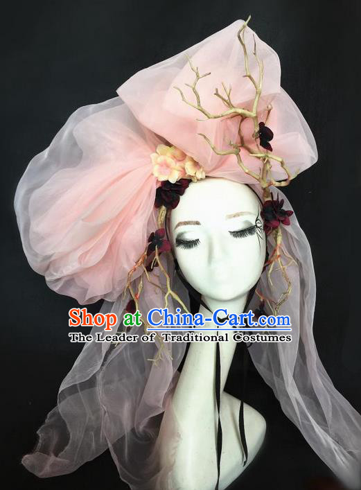 Top Grade Chinese Theatrical Headdress Ornamental Exaggerated Modelling Hair Accessories, Halloween Fancy Ball Ceremonial Occasions Handmade Headwear for Women