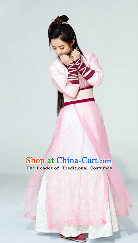 Traditional Ancient Chinese Swordswoman Costume and Headpiece Complete Set, Princess Agents Chinese Southern and Northern Fairy Young Lady Dress Clothing