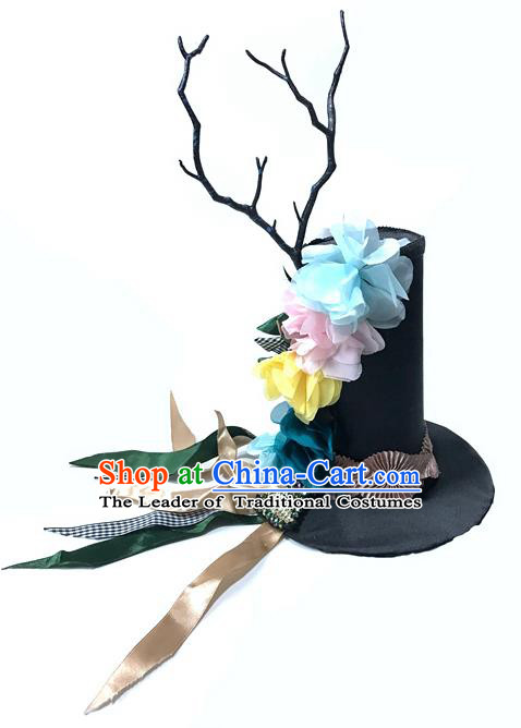 Top Grade Chinese Theatrical Headdress Ornamental Masquerade Flowers Top Hat, Brazilian Carnival Halloween Occasions Handmade Miami Headwear for Women