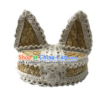 Top Grade Asian Headpiece Headdress Ornamental Cat Ears Hair Accessories, Brazilian Carnival Halloween Occasions Handmade Miami Lace Hat for Women