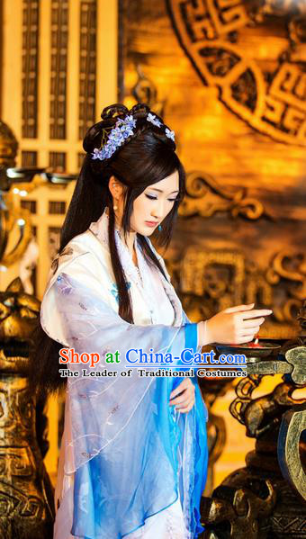 Traditional Ancient Chinese Noble Lady Fairy Dance Costume, Chinese Tang Dynasty Imperial Princess Dress Hanfu Embroidered Clothing for Women