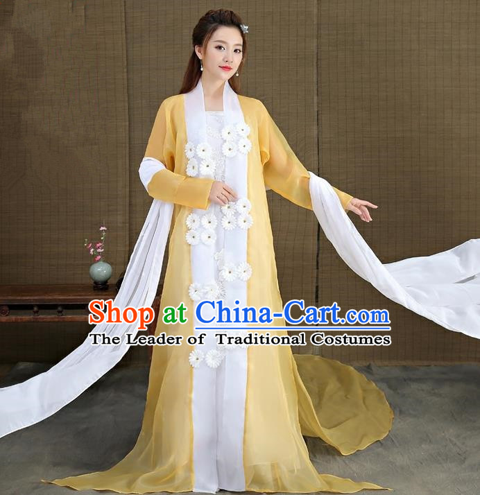 Traditional Asian Chinese Ancient Imperial Princess Costume, China Elegant Hanfu Clothing Ming Dynasty Noble Lady Embroidered Tailing Dress Clothing
