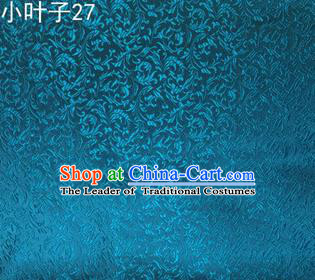 Asian Chinese Traditional Embroidered Wheat Flowers Blue Silk Fabric, Top Grade Arhat Bed Brocade Tang Suit Hanfu Dress Fabric Cheongsam Cloth Material