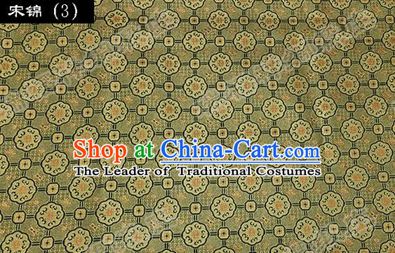 Asian Chinese Traditional Embroidered Flowers Golden Song Brocade Silk Fabric, Top Grade Satin Tang Suit Hanfu Dress Fabric Cheongsam Cloth Material