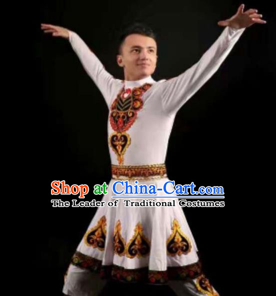 Traditional Chinese Uyghur Nationality Dance Costume, Folk Dance Ethnic Clothing, Chinese Minority Nationality Uigurian Dance Clothing for Men