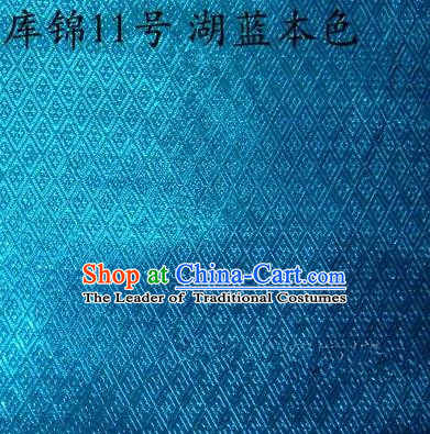 Asian Chinese Traditional Jacquard Weave Blue Xiuhe Suit Satin Silk Fabric, Top Grade Brocade Tang Suit Hanfu Dress Fabric Cheongsam Cloth Material