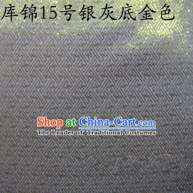 Asian Chinese Traditional Jacquard Weave Golden Grey Xiuhe Suit Satin Silk Fabric, Top Grade Brocade Tang Suit Hanfu Dress Fabric Cheongsam Cloth Material