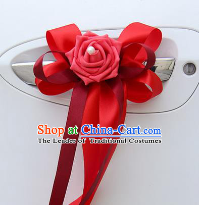 Top Grade Wedding Accessories Decoration, China Style Wedding Limousine Bowknot Red Flowers Bride Ribbon Garlands