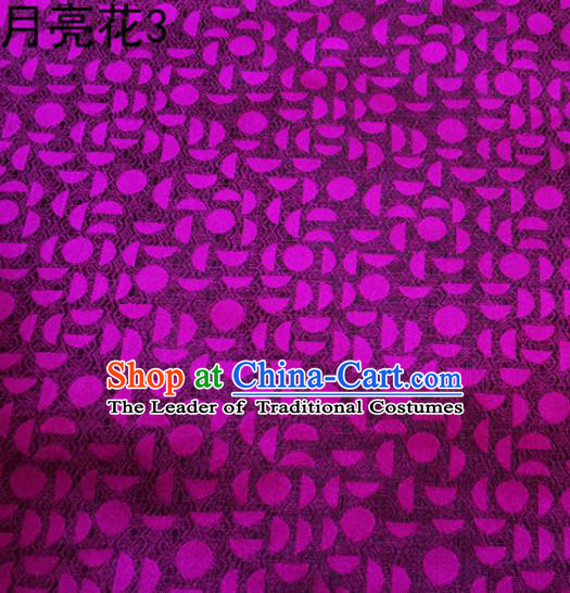 Asian Chinese Traditional Handmade Embroidery Moon Flowers Satin Silk Fabric, Top Grade Nanjing Brocade Tang Suit Hanfu Fabric Cheongsam Purple Cloth Material