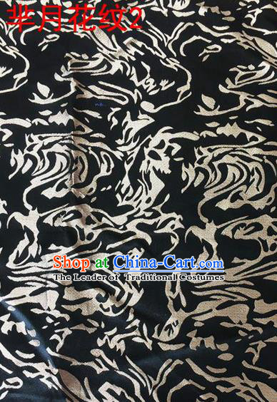 Traditional Asian Chinese Handmade Embroidery Silk Satin Tang Suit Black Fabric, Nanjing Brocade Ancient Costume Hanfu Cheongsam Cloth Material