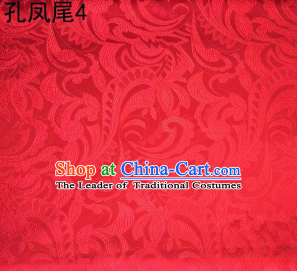 Traditional Asian Chinese Handmade Embroidery Ombre Flowers Satin Tang Suit Red Silk Fabric, Top Grade Nanjing Brocade Ancient Costume Hanfu Clothing Fabric Cheongsam Cloth Material