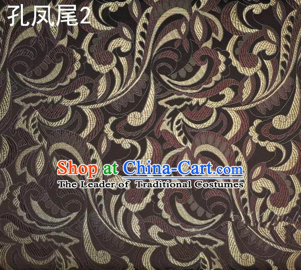 Traditional Asian Chinese Handmade Embroidery Ombre Flowers Satin Tang Suit Brown Silk Fabric, Top Grade Nanjing Brocade Ancient Costume Hanfu Clothing Fabric Cheongsam Cloth Material