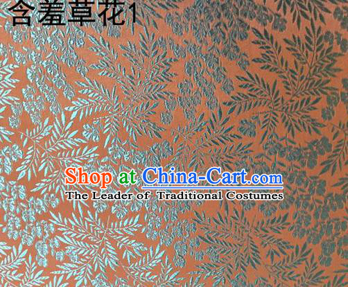 Traditional Asian Chinese Handmade Embroidery Blue Mimosa Pudica Silk Satin Tang Suit Fabric, Nanjing Brocade Ancient Costume Hanfu Cheongsam Cloth Material