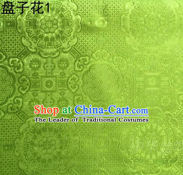 Traditional Asian Chinese Handmade Embroidery Flowers Mongolian Robe Silk Satin Tang Suit Green Fabric, Nanjing Brocade Ancient Costume Hanfu Cheongsam Cloth Material