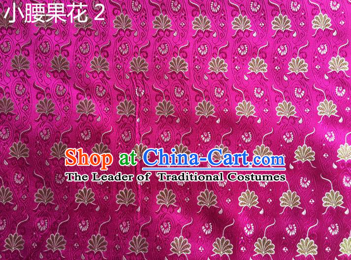 Traditional Asian Chinese Handmade Embroidery Paisley Flowers Silk Satin Tang Suit Rosy Fabric, Nanjing Brocade Ancient Costume Hanfu Cheongsam Cloth Material