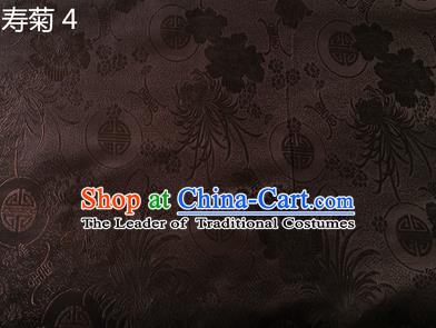 Traditional Asian Chinese Handmade Embroidery Marguerite Flowers Silk Satin Tang Suit Brown Fabric Drapery, Nanjing Brocade Ancient Costume Hanfu Cheongsam Cloth Material