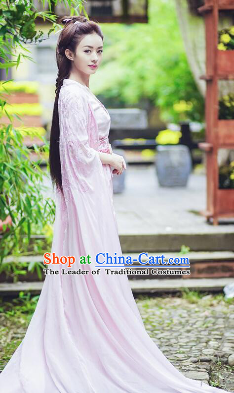 Asian Chinese Traditional Northern and Southern Dynasties Young Lady Costume and Headpiece Complete Set, Princess Agents China Elegant Hanfu Embroidery Dress