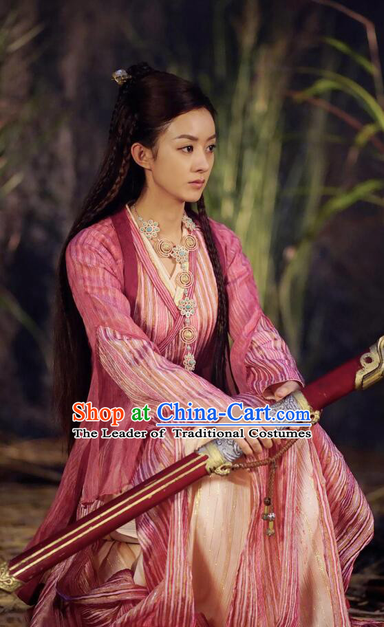 Asian Chinese Traditional Northern and Southern Dynasties Swordswoman Costume and Headpiece Complete Set, Princess Agents China Elegant Hanfu Female Embroidery Clothing