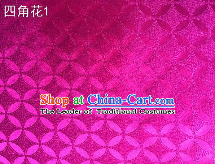 Traditional Asian Chinese Handmade Embroidery Coins Pattern Silk Satin Tang Suit Rosy Fabric Drapery, Nanjing Brocade Ancient Costume Hanfu Cheongsam Cloth Material