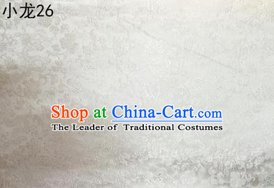 Traditional Asian Chinese Handmade Embroidery Dragons Silk Tapestry Tibetan Clothing White Fabric Drapery, Top Grade Nanjing Brocade Cheongsam Cloth Material