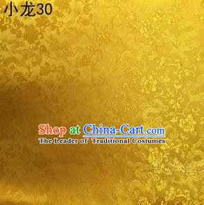 Traditional Asian Chinese Handmade Embroidery Dragons Silk Tapestry Tibetan Clothing Golden Fabric Drapery, Top Grade Nanjing Brocade Cheongsam Cloth Material