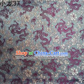 Traditional Asian Chinese Handmade Embroidery Dragons Silk Tapestry Tibetan Clothing Grey Fabric Drapery, Top Grade Nanjing Brocade Cheongsam Cloth Material