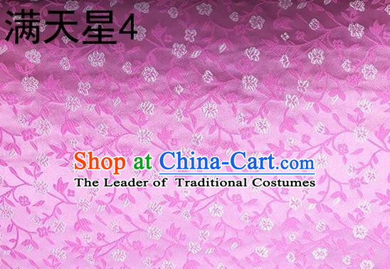 Traditional Asian Chinese Handmade Embroidery Flowers Kimono Silk Tapestry Pink Fabric Drapery, Top Grade Nanjing Brocade Cheongsam Cloth Material