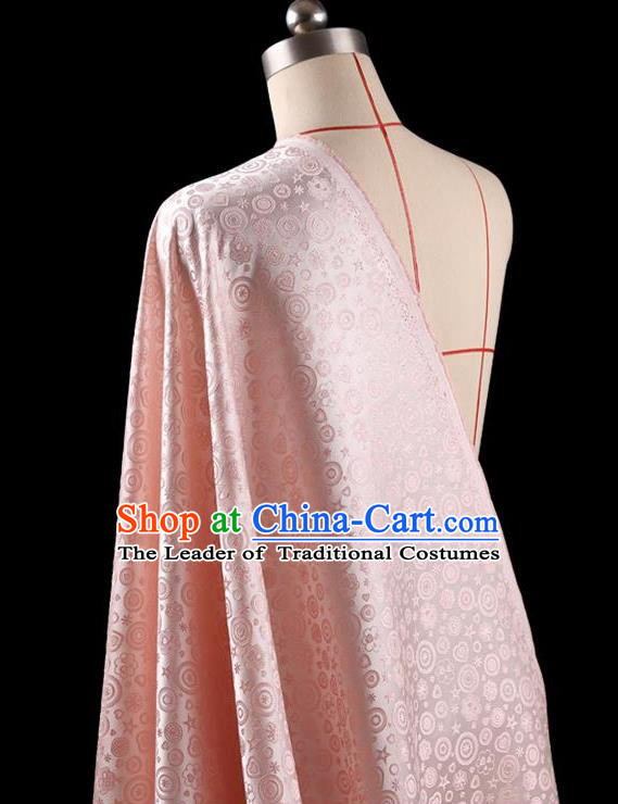 Traditional Asian Chinese Handmade Embroidery Flowers Dress Silk Tapestry Pink Fabric Drapery, Top Grade Nanjing Brocade Ancient Costume Cheongsam Cloth Material