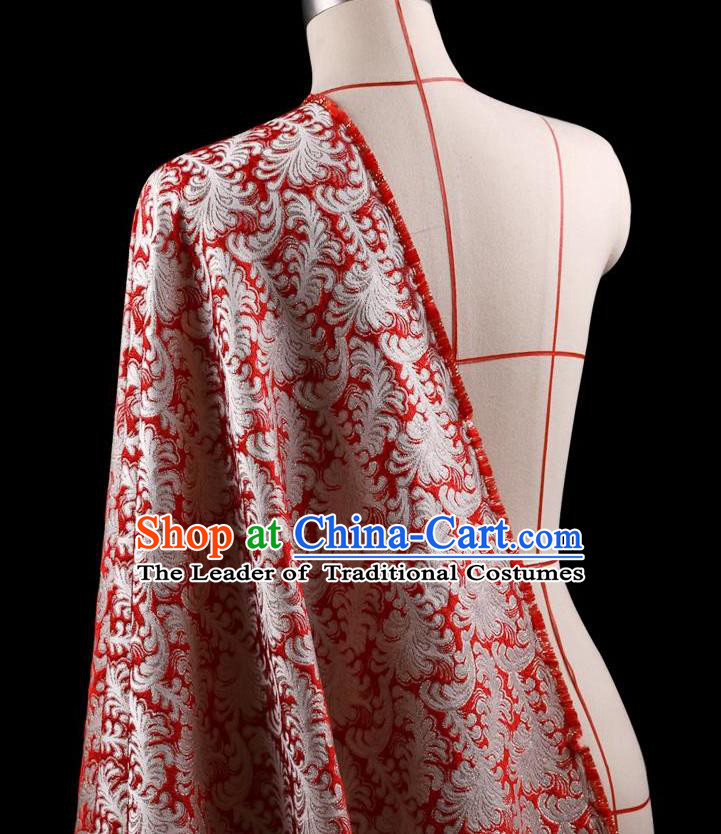 Traditional Asian Chinese Handmade Embroidery Jacquard Weave Tapestry Coat Fabric Drapery, Top Grade Nanjing Brocade Red Cloth Material