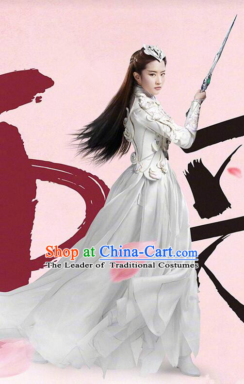 Asian Chinese Traditional Female Costume and Headpiece Complete Set, Films Once Upon a Time China Warrior General Armour Clothing for Women